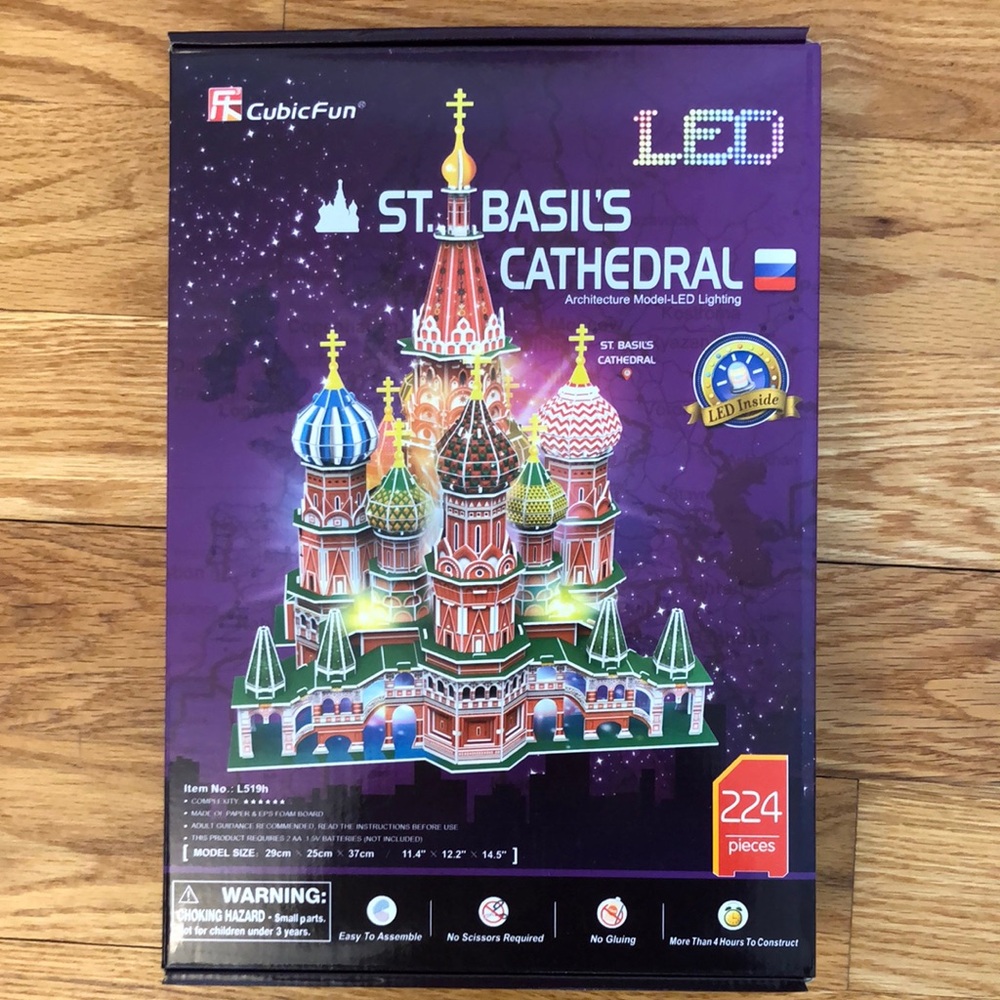 New Cubic Fun 3D Puzzle St. Basil’s Cathedral Architecture Model with LED Light